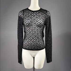Chaser Black Lace Long Sleeve Top (r7)